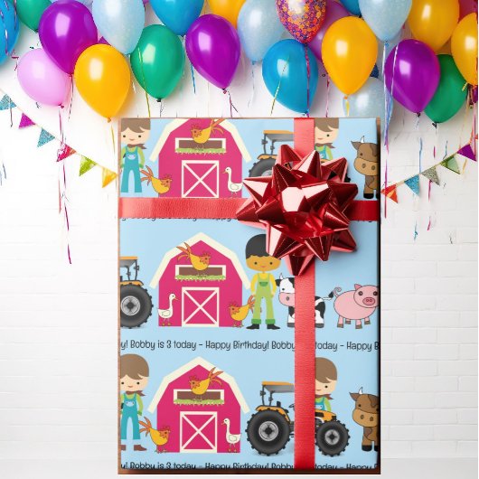 Traktor für Landtiere, das Alter des Namens des Ki Geschenkpapier