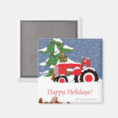 Traktor für Weihnachten Magnet (Vorderseite/Rückseite)