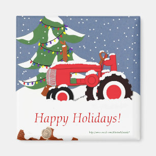 Traktor für Weihnachten Magnet