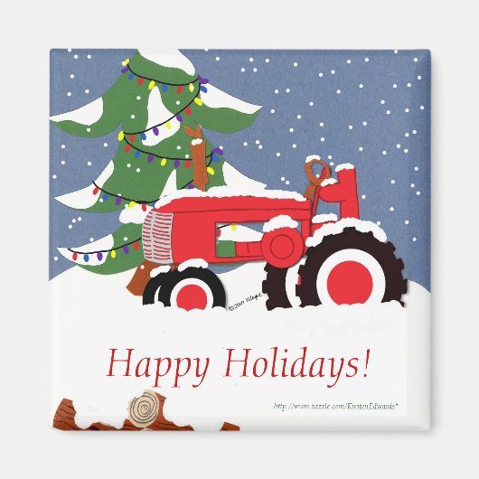 Traktor für Weihnachten Magnet (Vorne)
