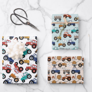 Traktor-Geschenkpapier, Bauernhof-Geschenkverpacku Geschenkpapier Set