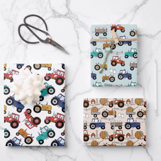 Traktor-Geschenkpapier, Bauernhof-Geschenkverpacku Geschenkpapier Set (Vorderseite)