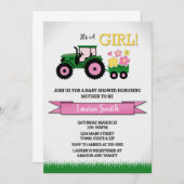 Traktor Girl Babydusche Einladung, rosa Traktor Einladung (Vorne/Hinten)