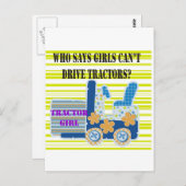 Traktor Girl Tshirts und Geschenke Postkarte (Vorne/Hinten)