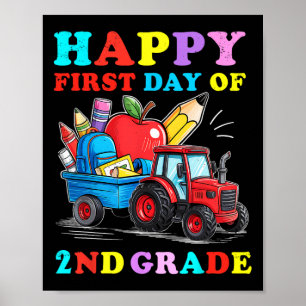 Traktor Glücklicher erster Tag der 2. Klasse zurüc Poster