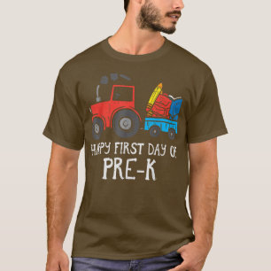 Traktor Glücklicher erster Tag im Vorschulalter Vo T-Shirt