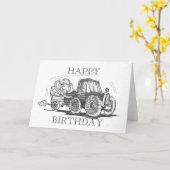 Traktor Happy Birthday Card Karte (Gelbe Blume)