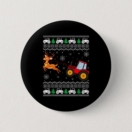 Traktor hässlicher Weihnachtsbaum Feiertag Lustige Button (Vorderseite)