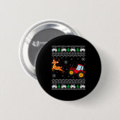 Traktor hässlicher Weihnachtsbaum Feiertag Lustige Button (Vorne & Hinten)