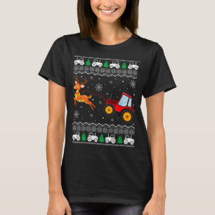 Traktor hässlicher Weihnachtsbaum Feiertag lustige T-Shirt