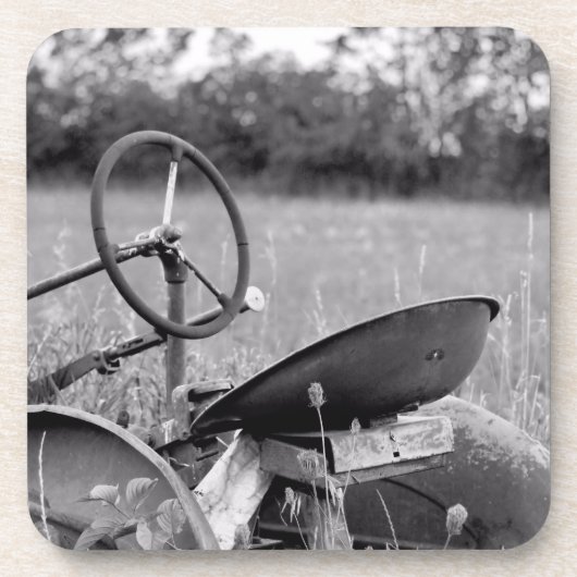 Traktor im langen Gras Untersetzer (Vorderseite)
