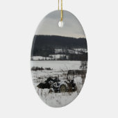 Traktor im Schnee Keramikornament (Rechts)
