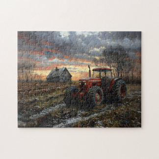 Traktor in einem landwirtschaftlichen Feld rustika Puzzle