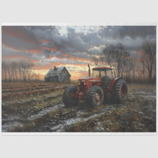 Traktor in einem landwirtschaftlichen Feld rustika Seidenpapier