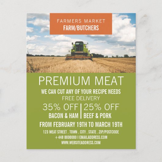 Traktor in Feld-, Bauer- und Butlerwerbung Flyer (Vorne)