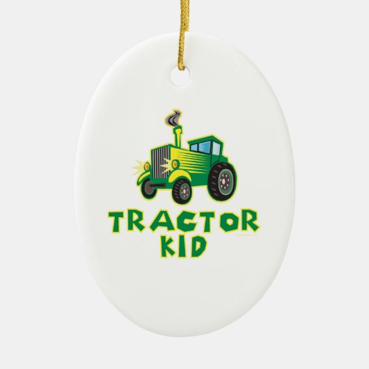 Traktor Kid, grün Keramik Ornament (Vorne)
