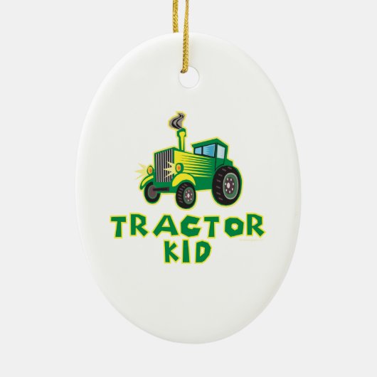 Traktor Kid, grün Keramik Ornament (Hinten)
