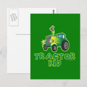 Traktor Kid, grün Postkarte (Vorne/Hinten)