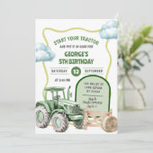 Traktor Kid's Geburtstag Einladung (Stehend Vorderseite)