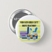 Traktor-Mädchen-T-Shirts und Geschenke Button (Vorne & Hinten)