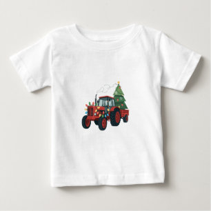 Traktor mit Anhänger Santa Farm Bauer Weihnachten Baby T-shirt