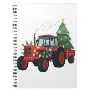 Traktor mit Anhänger Santa Farm Bauer Weihnachten Notizblock