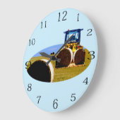 Traktor mit Hay-Bales-Ölfarbe Große Wanduhr (Winkel)
