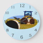 Traktor mit Hay-Bales-Ölfarbe Große Wanduhr (Vorderseite)