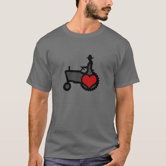 Traktor mit Herz-Liebe Land T-Shirt (Vorderseite)