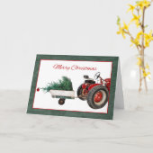 Traktor mit Trailer Hauling Weihnachtsbaum Karte (Gelbe Blume)