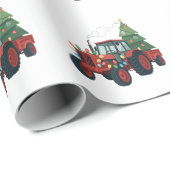 Traktor mit Trailer Santa Farm Bauer Weihnachten Geschenkpapier (Rolleneckpunkt)