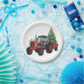 Traktor mit Trailer Santa Farm Bauer Weihnachten Pappteller (Party)