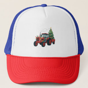 Traktor mit Trailer Santa Farm Bauer Weihnachten Truckerkappe
