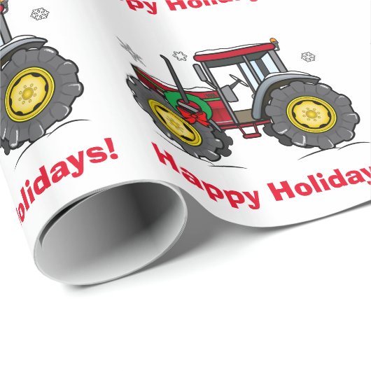 Traktor mit WeihnachtsKranz Geschenkpapier (Rolleneckpunkt)
