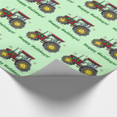 Traktor mit WeihnachtsKranz Geschenkpapier (Ecke)
