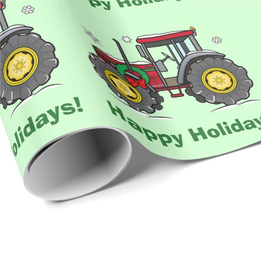 Traktor mit WeihnachtsKranz Geschenkpapier (Rolleneckpunkt)