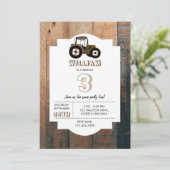 Traktor-Musterbaumausrüstung Geburtstag Einladung (Stehend Vorderseite)