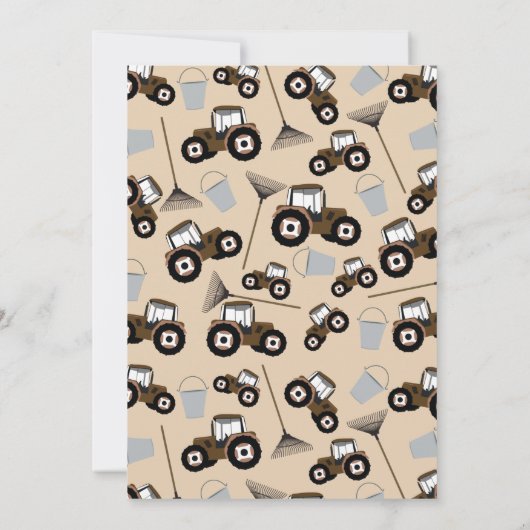 Traktor-Musterbaumausrüstung Geburtstag Einladung (Rückseite)