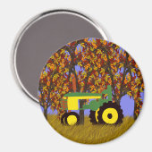 Traktor nach Herbstbaumen 1 Magnet (Vorderseite/Rückseite)