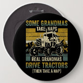 Traktor Oma Farm Geschenke Real Grandmas Drive Tra Button (Vorne & Hinten)