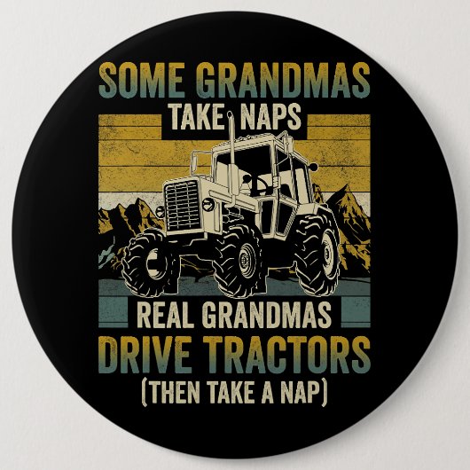 Traktor Oma Farm Geschenke Real Grandmas Drive Tra Button (Vorderseite)