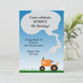 Traktor-Party Einladung: Orange Traktor Einladung (Stehend Vorderseite)