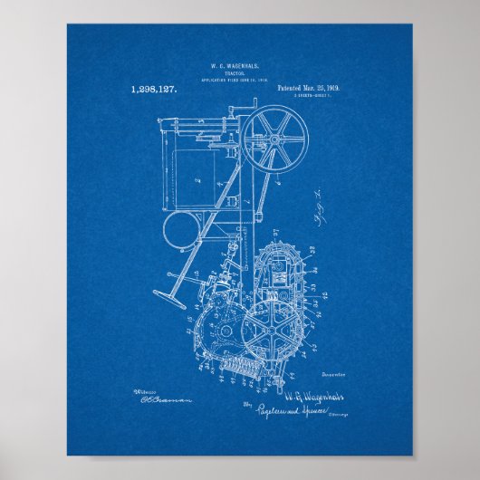 Traktor Patent - Blueprint Poster (Vorne)