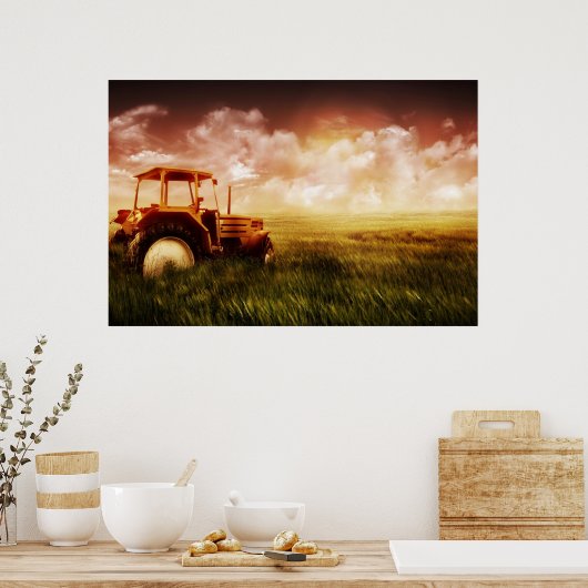 Traktor Pflügler Poster (Küche)