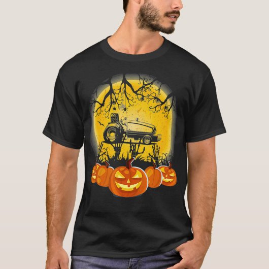 Traktor Pulling Pumpkin Halloween T-Shirt (Vorderseite)