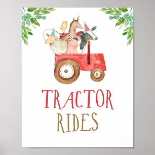 Traktor Rides Farm Animals Barnyard Boy Birthday P Poster