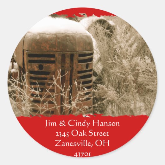 Traktor-Rücksendeadressen-Aufkleber Runder Aufkleber (Vorderseite)