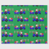 Traktor Santa mit Geschenken Weihnachten Geschenkpapier (Flach)