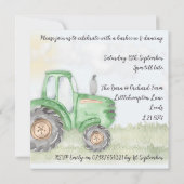 Traktor-Thema 13,3 cm x 13,3 cm Einladung (Rückseite)