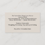 Traktor- und Pflugnahaufnahme-Foto Visitenkarte (Rückseite)